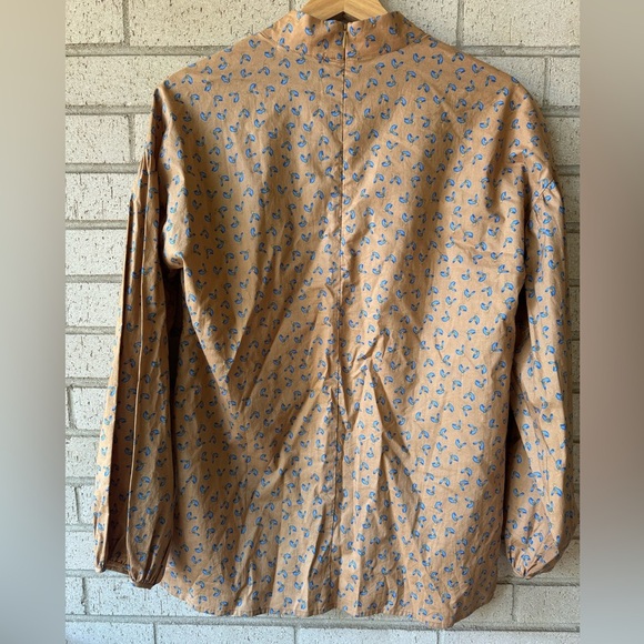 Just Female | Tan Merle Shirt with Blue Floral Khaki Floral Button Down - Picture 9 of 9